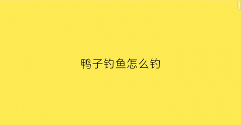 鸭子钓鱼怎么钓(钓鸭子窍门)