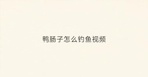 鸭肠子怎么钓鱼视频(用鸭肠可以钓什么鱼)