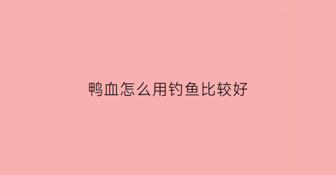 鸭血怎么用钓鱼比较好(鸭血怎么用钓鱼比较好用)