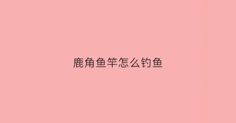 鹿角鱼竿怎么钓鱼(鹿角的调法)
