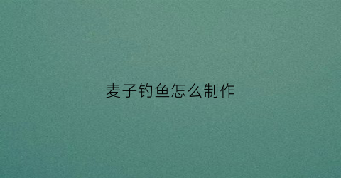 麦子钓鱼怎么制作(麦子钓鱼实战视频)