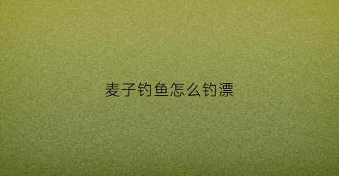 麦子钓鱼怎么钓漂(麦子钓鱼技巧)