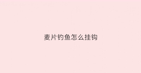 麦片钓鱼怎么挂钩(麦片钓鱼挂钩方法)