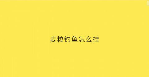 麦粒钓鱼怎么挂(麦粒钓鱼挂钩方法)