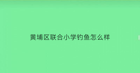 “黄埔区联合小学钓鱼怎么样(黄埔联合街在哪里)