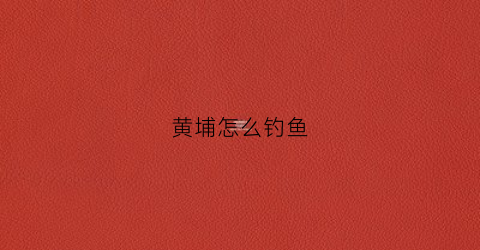 黄埔怎么钓鱼(黄埔附近钓鱼的地方)