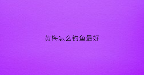 黄梅怎么钓鱼最好(黄梅怎么钓鱼最好吃)