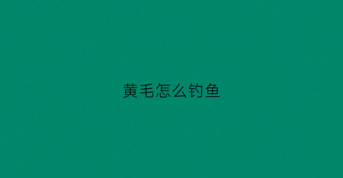 黄毛怎么钓鱼