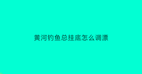 黄河钓鱼总挂底怎么调漂(黄河钓鱼钓位选择图解)