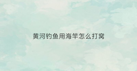 黄河钓鱼用海竿怎么打窝(黄河水很急海竿怎么钓)