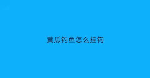 黄瓜钓鱼怎么挂钩