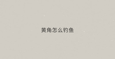 黄角怎么钓鱼(钓黄角鱼用什么饵料)