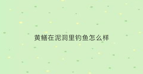 “黄鳝在泥洞里钓鱼怎么样(黄鳝在泥里不会闷死么)