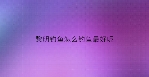 黎明钓鱼怎么钓鱼最好呢(黎明湖钓场)