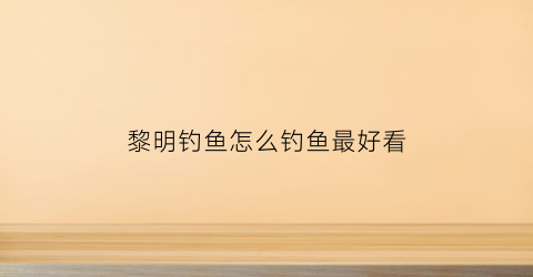 黎明钓鱼怎么钓鱼最好看(黎明湖钓场)