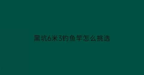 黑坑6米3钓鱼竿怎么挑选(黑坑钓鱼竿6h)
