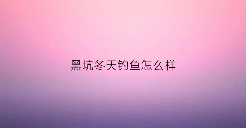 黑坑冬天钓鱼怎么样(黑坑冬天钓鱼怎么样才能钓到)
