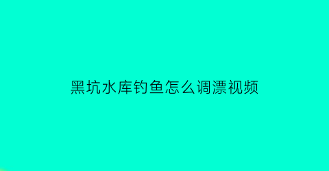 黑坑水库钓鱼怎么调漂视频(黑坑水库钓鱼怎么调漂视频讲解)