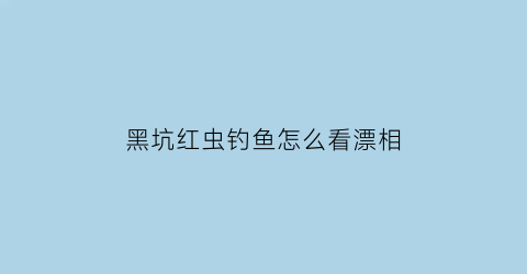 黑坑红虫钓鱼怎么看漂相(黑坑红虫钓鱼怎么看漂相好不好)