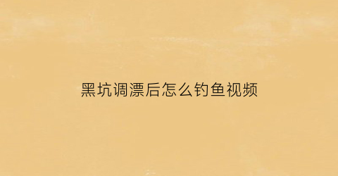 黑坑调漂后怎么钓鱼视频(黑坑调漂视频教程高清的)