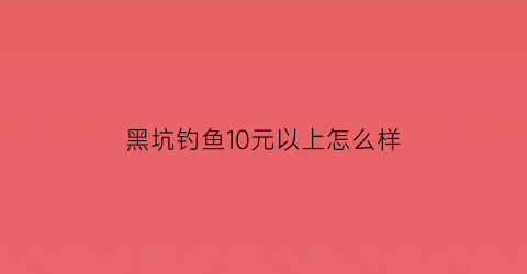 “黑坑钓鱼10元以上怎么样(钓黑坑多少钱)