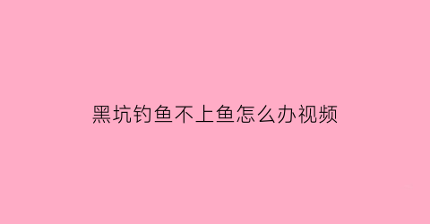 “黑坑钓鱼不上鱼怎么办视频(黑坑钓鱼不上鱼怎么办视频讲解)