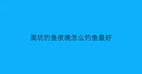 黑坑钓鱼夜晚怎么钓鱼最好(黑坑晚上钓鱼钓深还是浅)