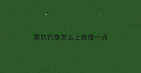 黑坑钓鱼怎么上鱼慢一点(在黑坑怎么能钓到大鱼)
