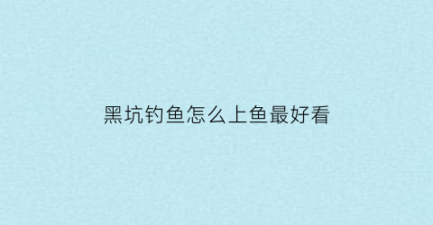黑坑钓鱼怎么上鱼最好看(黑坑钓鱼怎么上鱼最好看视频)