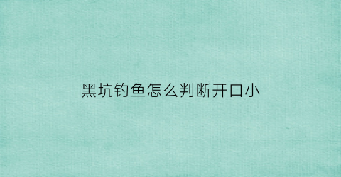 黑坑钓鱼怎么判断开口小(黑坑怎么挑位置)
