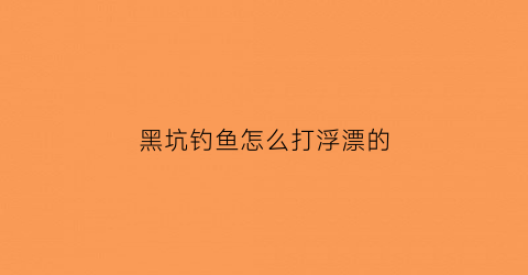 黑坑钓鱼怎么打浮漂的