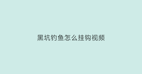 “黑坑钓鱼怎么挂钩视频(黑坑钓鱼怎么挂钩视频讲解)