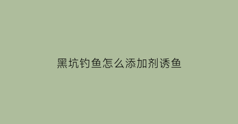 “黑坑钓鱼怎么添加剂诱鱼(黑坑用饵料技巧)