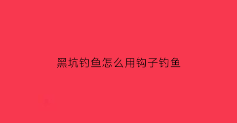 黑坑钓鱼怎么用钩子钓鱼(黑坑钓鱼怎么用钩子钓鱼的)