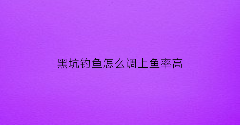 “黑坑钓鱼怎么调上鱼率高(黑坑钓鱼怎么调上鱼率高一点)