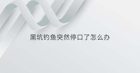 黑坑钓鱼突然停口了怎么办(黑坑停口怎么办看这里统统解决)