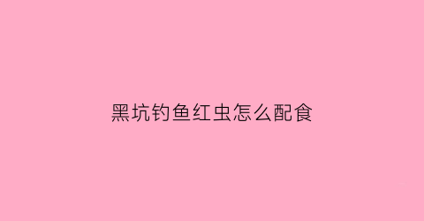 黑坑钓鱼红虫怎么配食(黑坑钓鱼红虫怎么配食的)