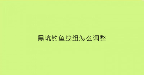 “黑坑钓鱼线组怎么调整(黑坑怎么调漂视频教程)