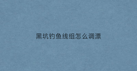 黑坑钓鱼线组怎么调漂(黑坑调漂的正确方法)