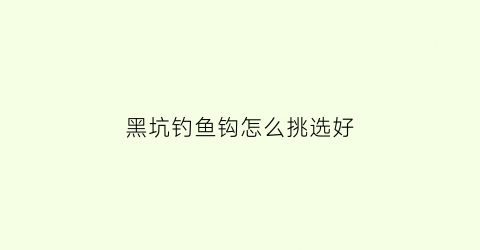 黑坑钓鱼钩怎么挑选好(钓黑坑用什么鱼钩最好)