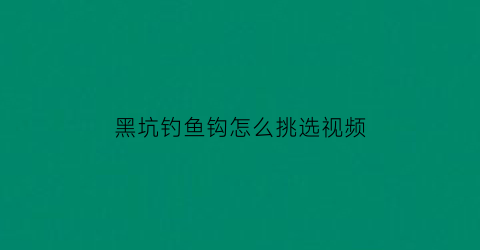 黑坑钓鱼钩怎么挑选视频(黑坑钓鱼用啥钩)