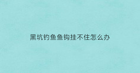 黑坑钓鱼鱼钩挂不住怎么办(黑坑鱼钩带不带倒刺)