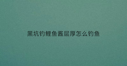 黑坑钓鲤鱼酱层厚怎么钓鱼(黑坑钓鲤鱼酱层厚怎么钓鱼好)