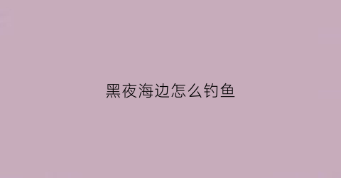 黑夜海边怎么钓鱼(黑夜海边怎么钓鱼的)