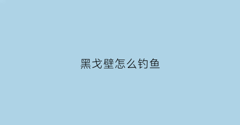 黑戈壁怎么钓鱼(黑戈壁怎么钓鱼的)