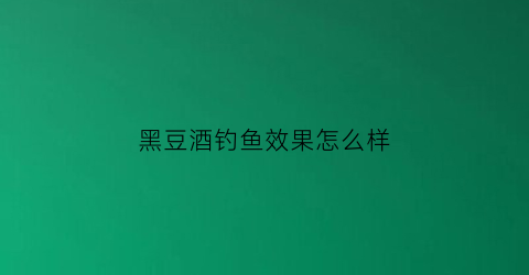 黑豆酒钓鱼效果怎么样(黑豆酒)