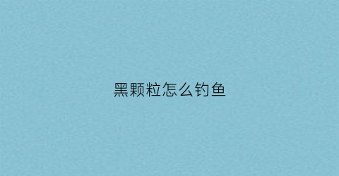 黑颗粒怎么钓鱼(黑颗粒怎么开饵)