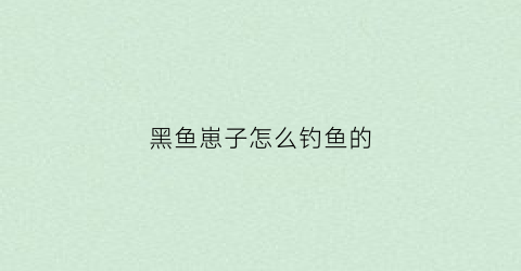 黑鱼崽子怎么钓鱼的