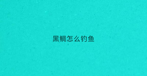 黑鲷怎么钓鱼(黑鲷钓法大全电子书)
