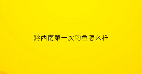 “黔西南第一次钓鱼怎么样(黔西钓鱼的地方)